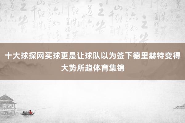 十大球探网买球更是让球队以为签下德里赫特变得大势所趋体育集锦