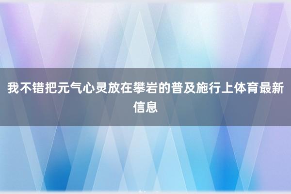 我不错把元气心灵放在攀岩的普及施行上体育最新信息